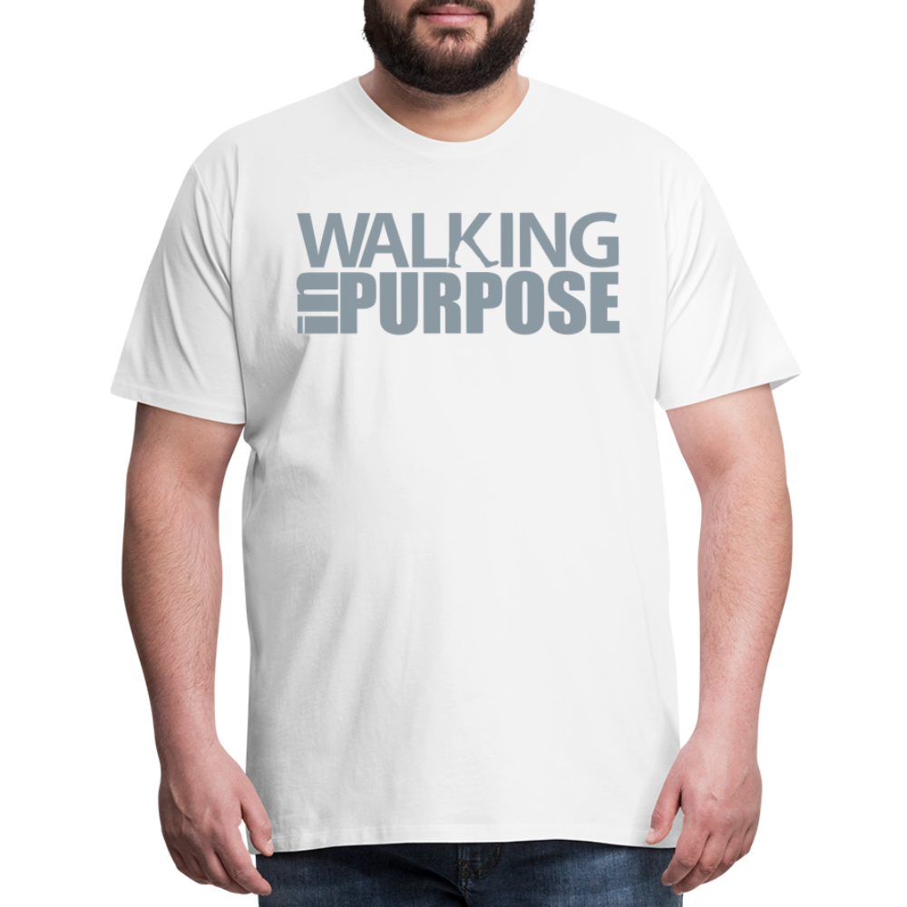 "Walking In Purpose" Silver Metallic Men's Premium T-Shirt - white