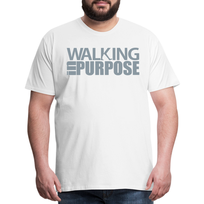 "Walking In Purpose" Silver Metallic Men's Premium T-Shirt - white