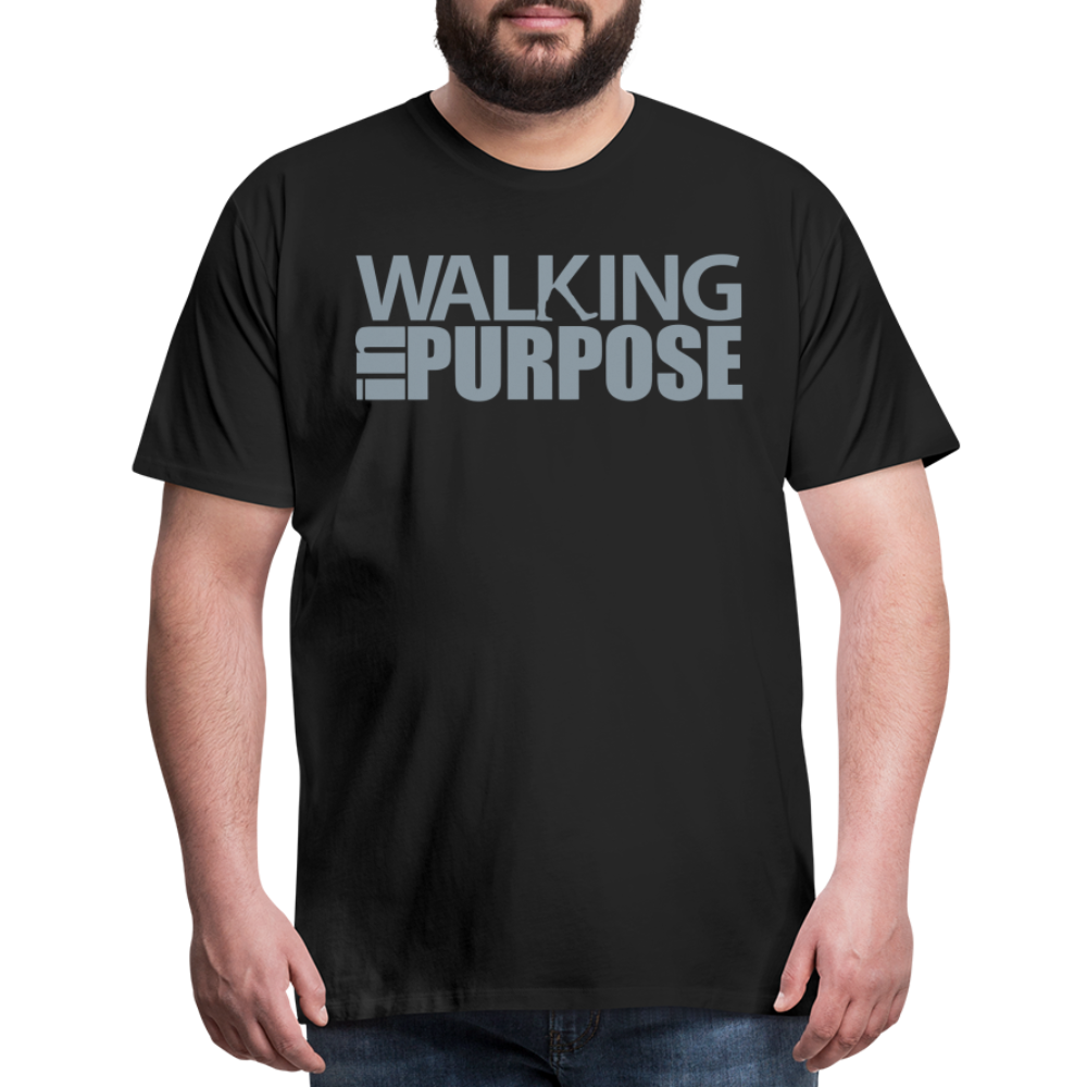 "Walking In Purpose" Silver Metallic Men's Premium T-Shirt - black