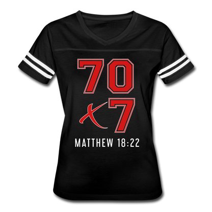 "70x7 Red Design" Women’s Vintage Sport Black T-Shirt - black/white