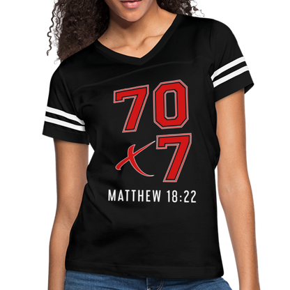 "70x7 Red Design" Women’s Vintage Sport Black T-Shirt - black/white