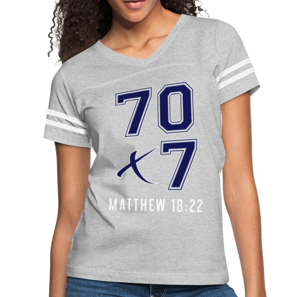 "70x7 Navy Design" Women’s Vintage Sport Gray T-Shirt - heather gray/white