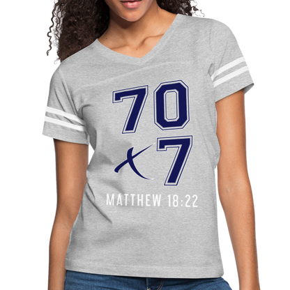 "70x7 Navy Design" Women’s Vintage Sport Gray T-Shirt - heather gray/white