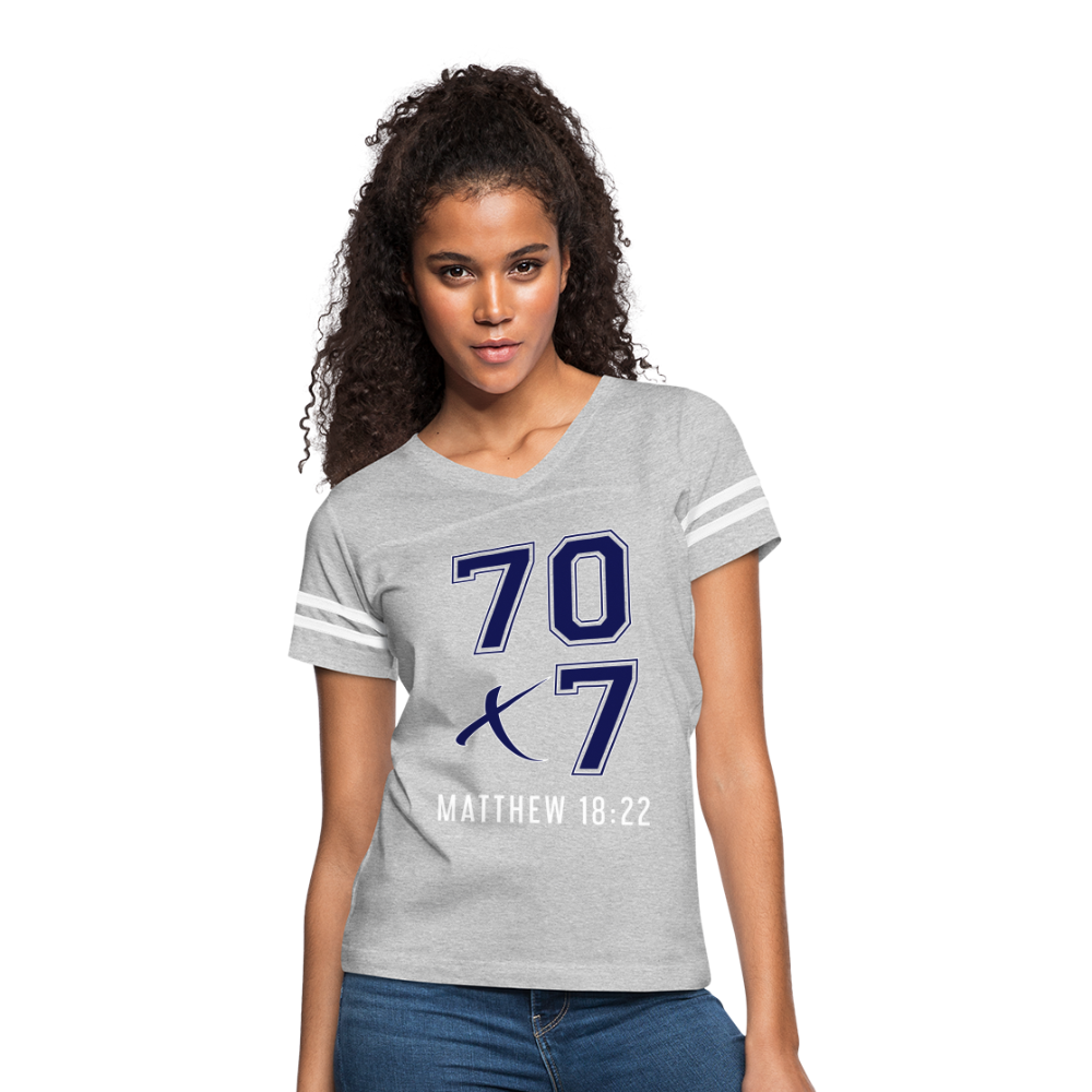 "70x7 Navy Design" Women’s Vintage Sport Gray T-Shirt - heather gray/white