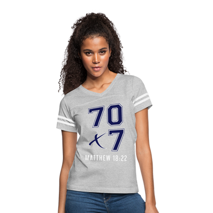 "70x7 Navy Design" Women’s Vintage Sport Gray T-Shirt - heather gray/white