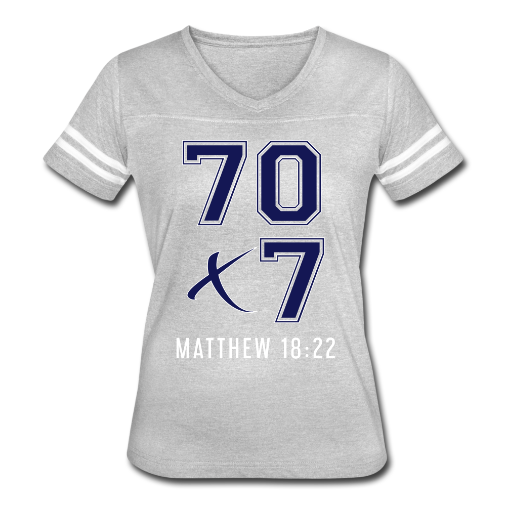 "70x7 Navy Design" Women’s Vintage Sport Gray T-Shirt - heather gray/white