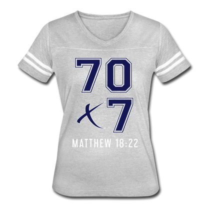 "70x7 Navy Design" Women’s Vintage Sport Gray T-Shirt - heather gray/white