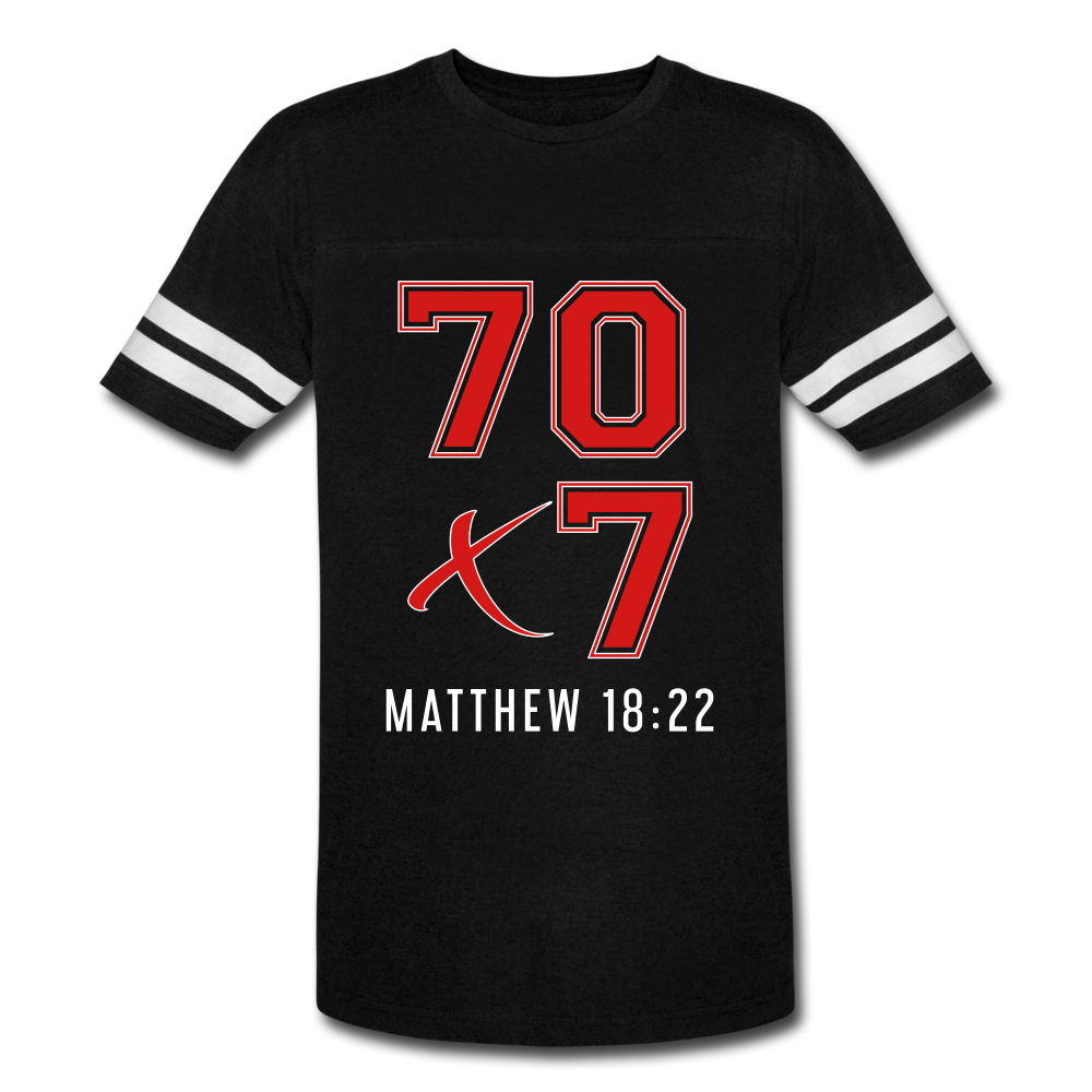 "70x7 Red Design" Vintage Sport Black T-Shirt - black/white