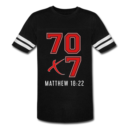 "70x7 Red Design" Vintage Sport Black T-Shirt - black/white