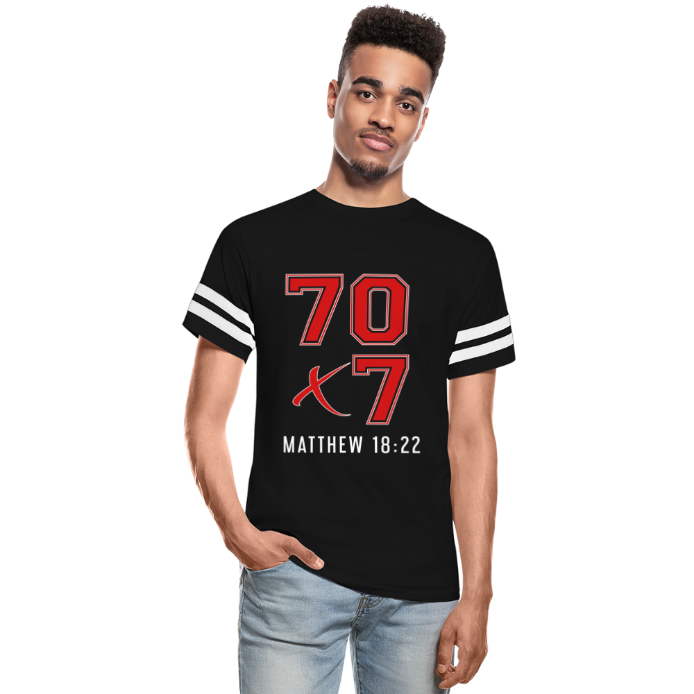 "70x7 Red Design" Vintage Sport Black T-Shirt - black/white