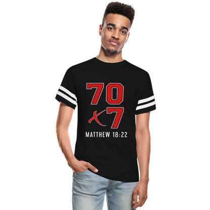 "70x7 Red Design" Vintage Sport Black T-Shirt - black/white