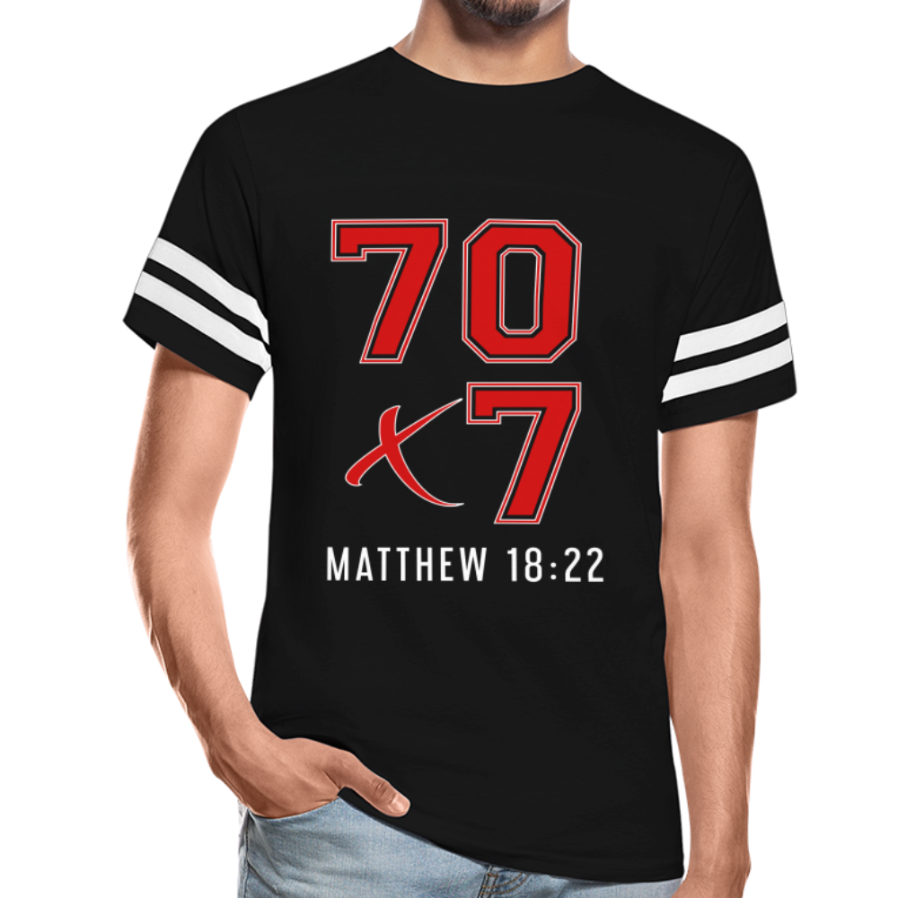 "70x7 Red Design" Vintage Sport Black T-Shirt - black/white