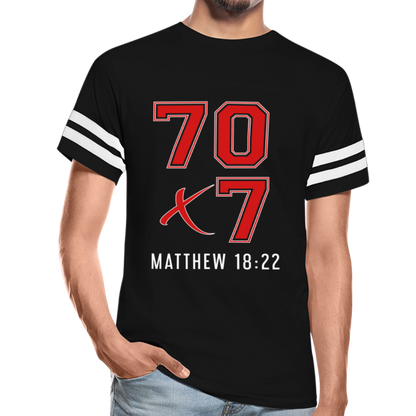 "70x7 Red Design" Vintage Sport Black T-Shirt - black/white