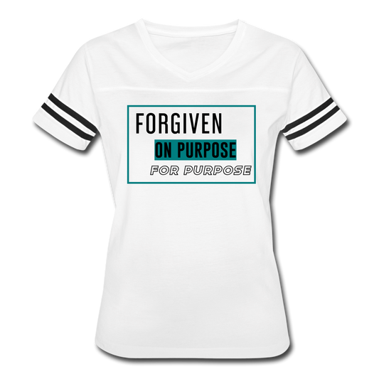 "Forgiven on Purpose For Purpose" Women’s Vintage Sport White T-Shirt - white/black