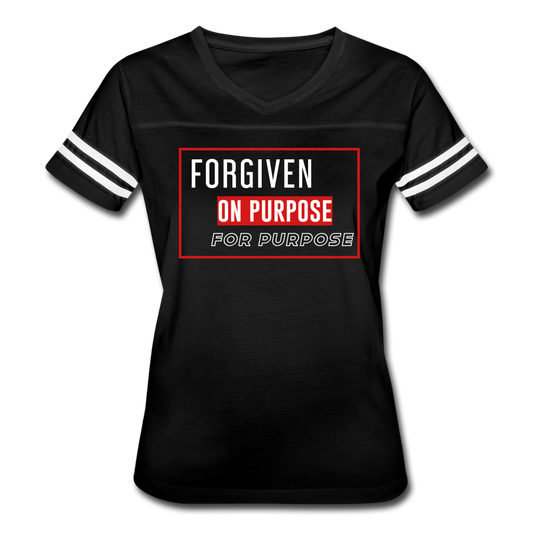 "Forgiven on Purpose For Purpose Red Design" Women’s Vintage Sport Black T-Shirt - black/white