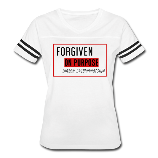 "Forgiven on Purpose For Purpose Red Design" Women’s Vintage Sport White T-Shirt - white/black